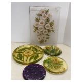Lucite Trivets & Divided Serving Plate