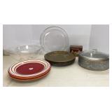 Stoneware Plates, Large Pyrex mixing bowl