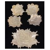Mother of Pearl Carved Rose Brooch & Earrings