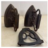 WH Howell Sad Irons & Trivet