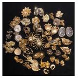 Several pairs of gold tone clip/screw back