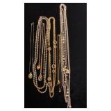 Long and short gold tone necklaces