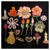 Painted metal flower style Brooches & pins