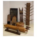 Vtg Handmade Boot Jack, Rolling Pin