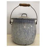 Antique Blue & White Enamel Chamber Pot