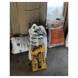 Two bags of lime, one bag of quick Crete, and one