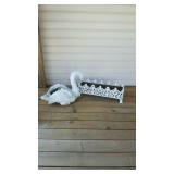 Cast iron planter & duck planter. Ducks face is