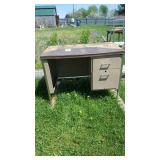 Metal work desk. Top in rough condition