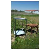 Aluminum tall table/cart and wooden lazy Susan