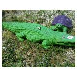 Cement turtle and alligator yard ornament