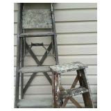 Wooden three step ladder, wooden step stool