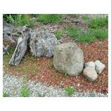 Driftwood and rocks.