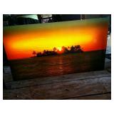 Animated lamp Beach Sunset scene hanging picture