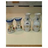 Two sets of Occupied Japan small vases