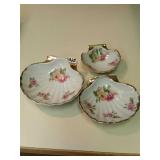 Occupied Japan porcelain clamshell set of three ,