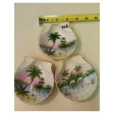Occupied Japan set of 3 trinket dishes with palm