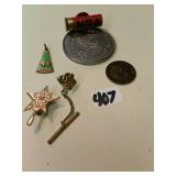 Girl Scout pins, National Rifle Association pin,
