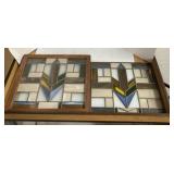Stained glass window with wooden frame 16"x16"