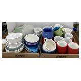 Assorted dishes including bowls, coffee cups and