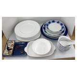 Assorted blue and white dishes