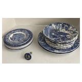 Set of willow, Myott Royal Mail and liberty blue