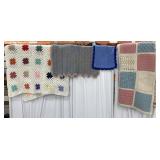 Afghans 
70"x77"
58" x 70"
 26"x32"
 12"x18"