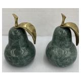Laquered pear paperweights