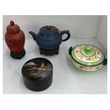 Oriental vases and dish