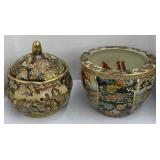 Hand painted royal satsuma dish and planter