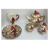 Cardinal tea set and assorted items
