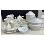 Cookie jar, plates, shakers, cream cups