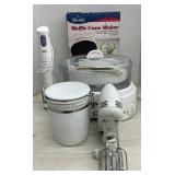 Waffle cone maker, mixer, espresso jar, steamer