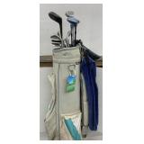 Datrex golf bag with clubs, club covers and sweat