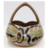Vtg German Ceramic Basket, 6¾" H