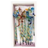 Blown Glass Birds & Fish Pens, Apprx 7" H