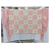 Hand Embroidered Full Size Quilt, Childrens Bed