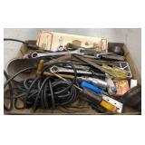 Flat of assorted tools including crescent