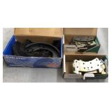 Lot of brake parts including drum brake shoes and