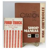 Vtg 1981 Chevrolet & 1976 Ford Service Manuals