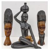 Vtg Carved Wood African Art incl Couple & Posing