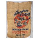 Vtg Burlap American Flight 100lb Potato Sacks