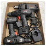 lot of 3 drills 2 cordless and one with cord
