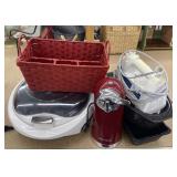 Lot including mini grill, iron, cookware, and