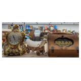 Vtg Style Bread Box, Model Stage Coach, and Resin