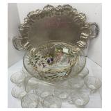 Lot w/ Silver plated serving platter  22"