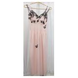 Society Lingerie Pink Gown w/ Black Lace Accents