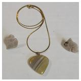 Stone necklace with stone earrings. Chain