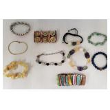 Lot of costume jewelry bracelets elastic or