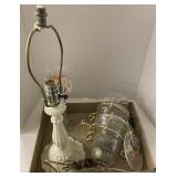 Lamp, candle holders,llittle glass picture