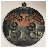 Cast iron vintage fire insurance Co. plague